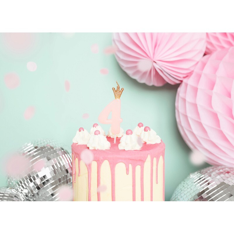 SCU6-4-081J Party Deco Tortová sviečka s korunkou - ružová - číslo 9,5 cm 4
