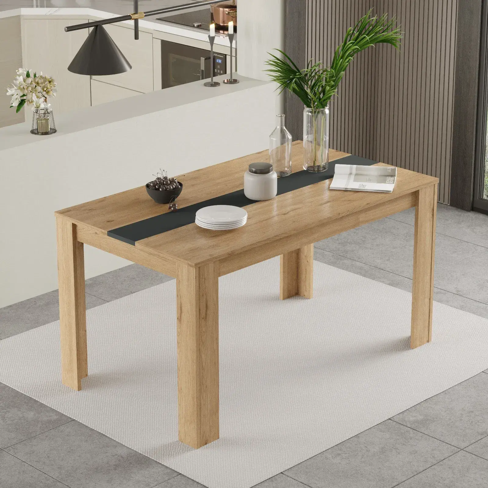 Obdĺžnikový jedálenský stôl Houseland Future 03 dub Castello/antracitová sivá
