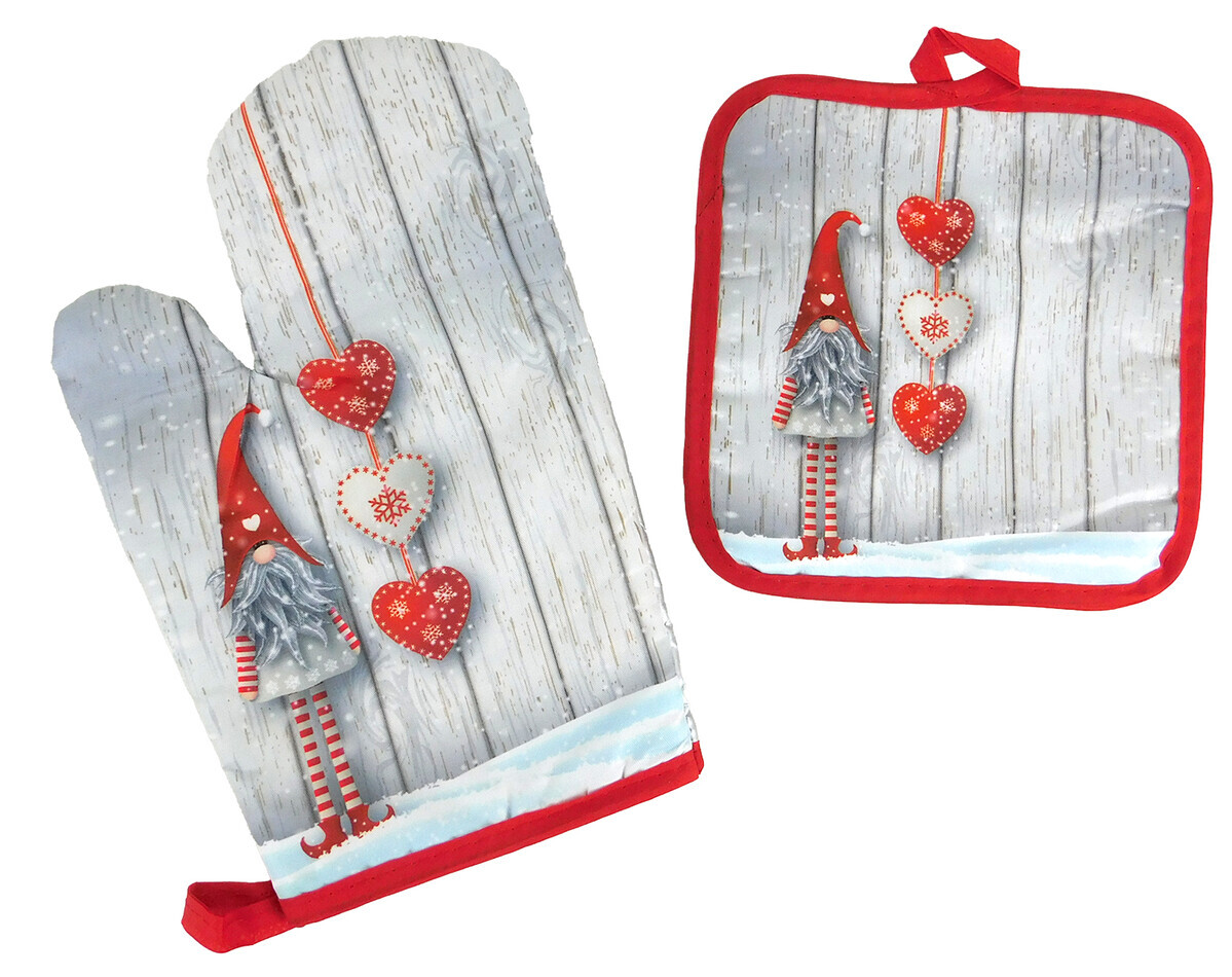 MAKRO - Chňapka sada 2ks, rukavica a podložka, vianočná