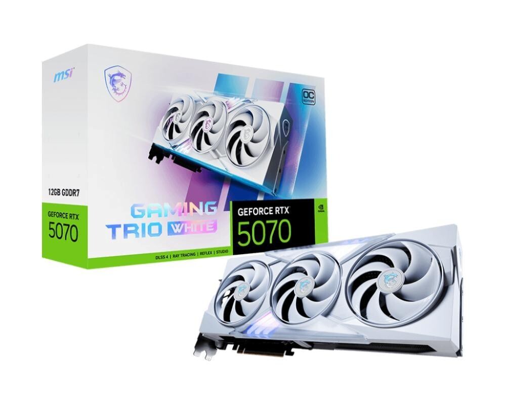 MSI VGA NVIDIA GeForce RTX 5070 12G GAMING TRIO OC WHITE, RTX 5070, 12GB GDDR7, 3xDP, 1xHDMI