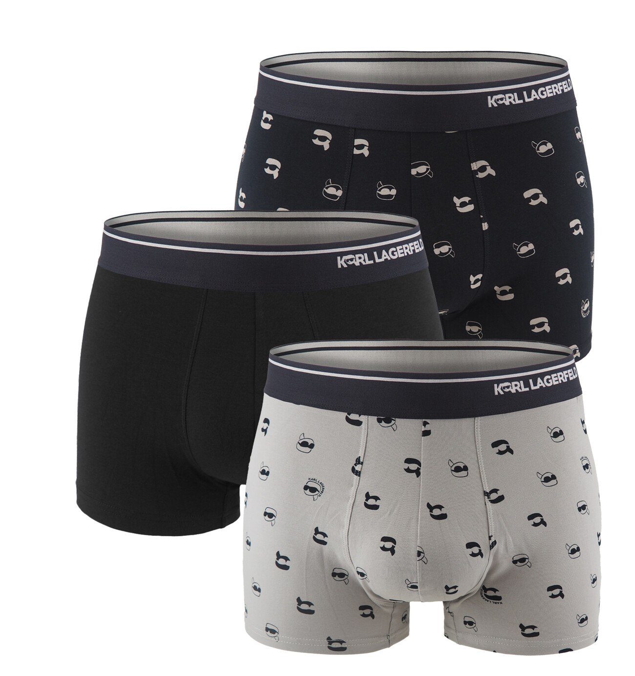 KARL LAGERFELD - boxerky 3PACK organic cotton Ikon mini KARL dark color combo