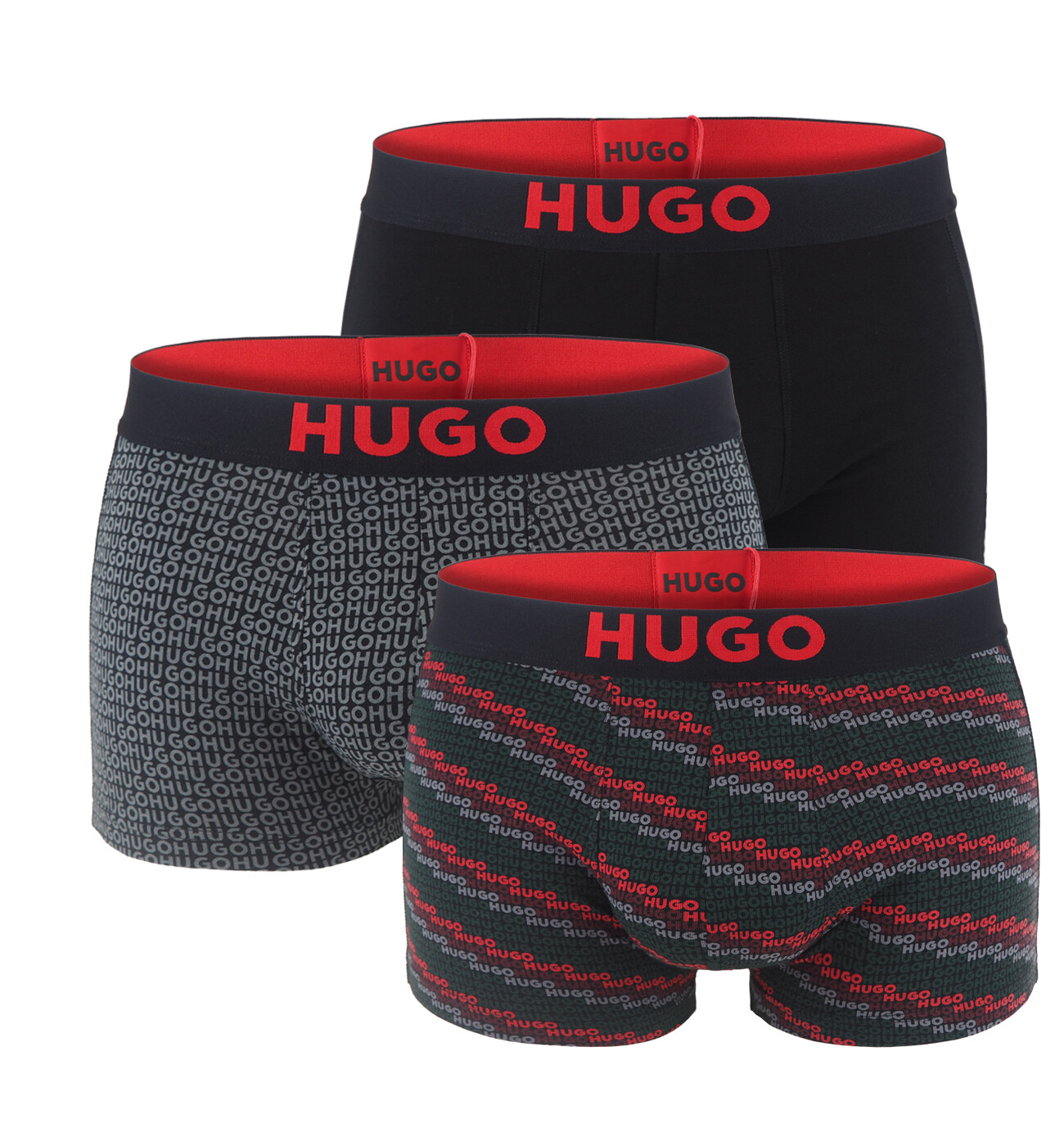 HUGO - boxerky 3PACK luxe premium eco stretch cotton modern logo mix v darčekovom balení