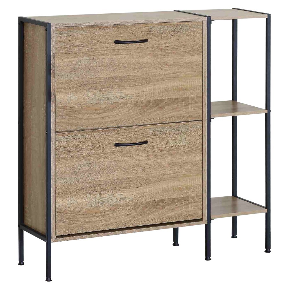 KONDELA Sovio botník (skrinka na topánky) dub / čierna