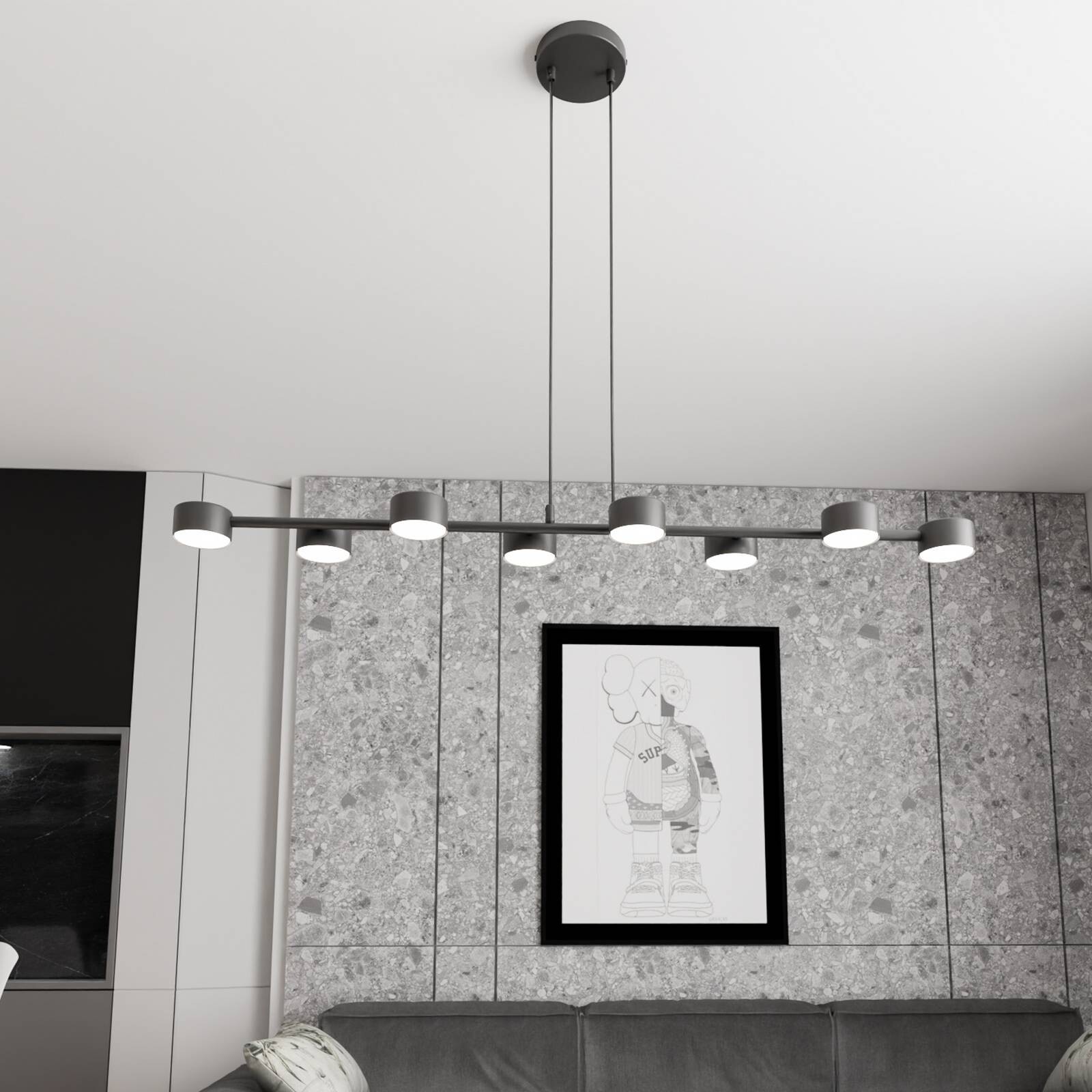 Stropné bodové svetlá Megara, dĺžka 100 cm, kov, 8-pl.