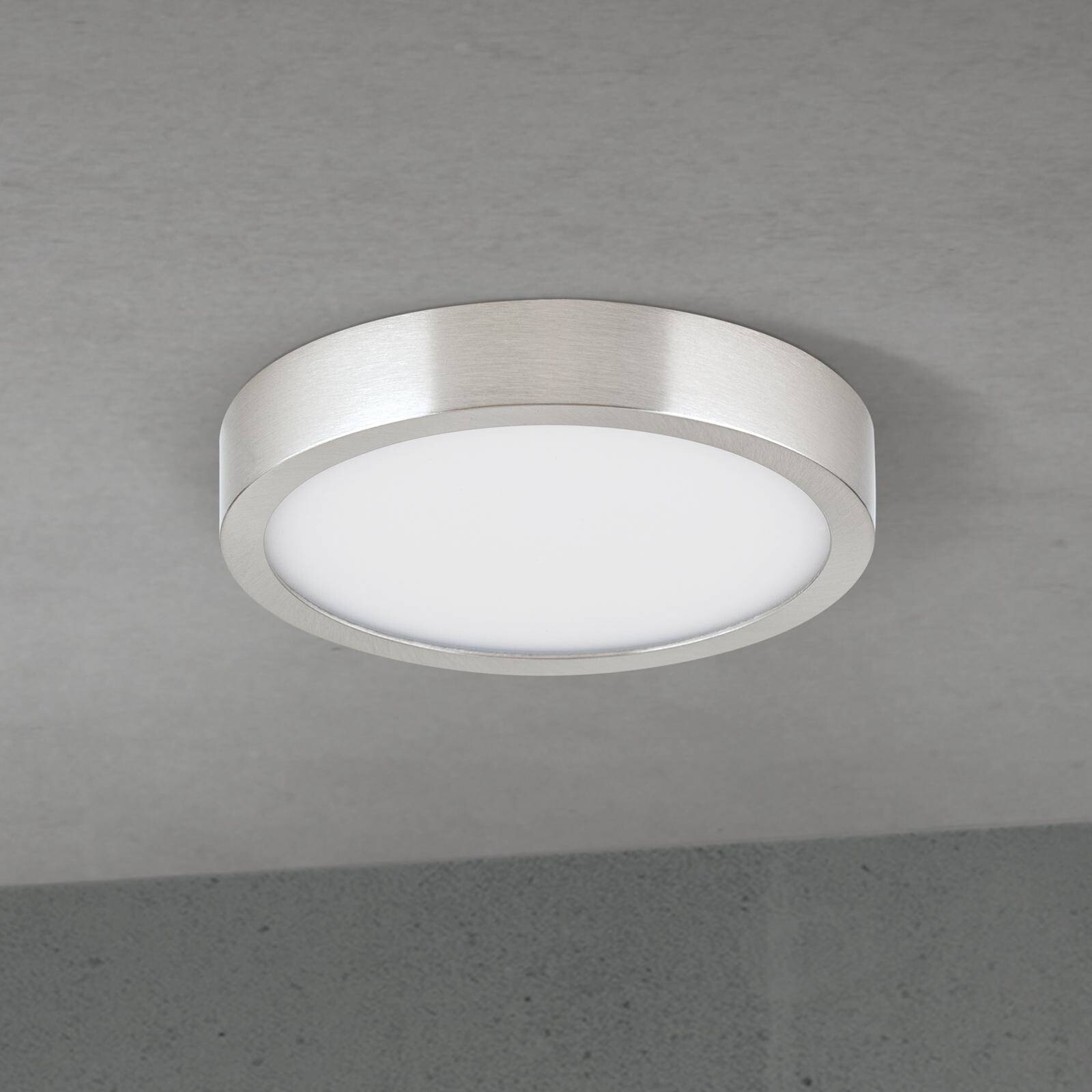 stropné LED svetlo Disc, saténovo niklové, Ø 14 cm, CCT