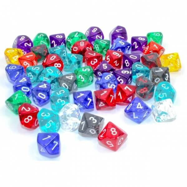 Chessex Kocka Translucent D10 Loose Polyhedral Dice (29610) - 1 ks