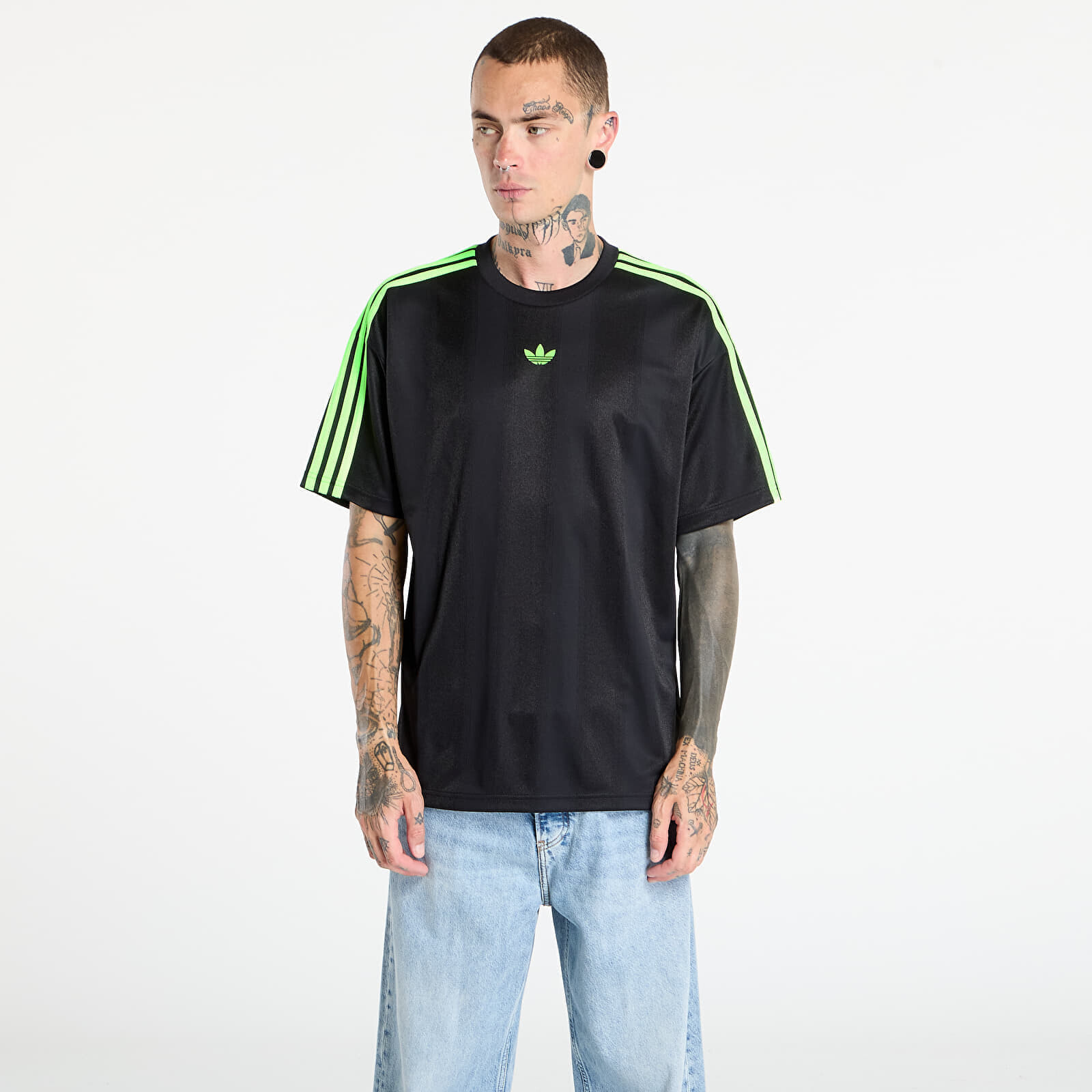 Tričko adidas Adicolor Jacquard Jersey Black / Signal Green M