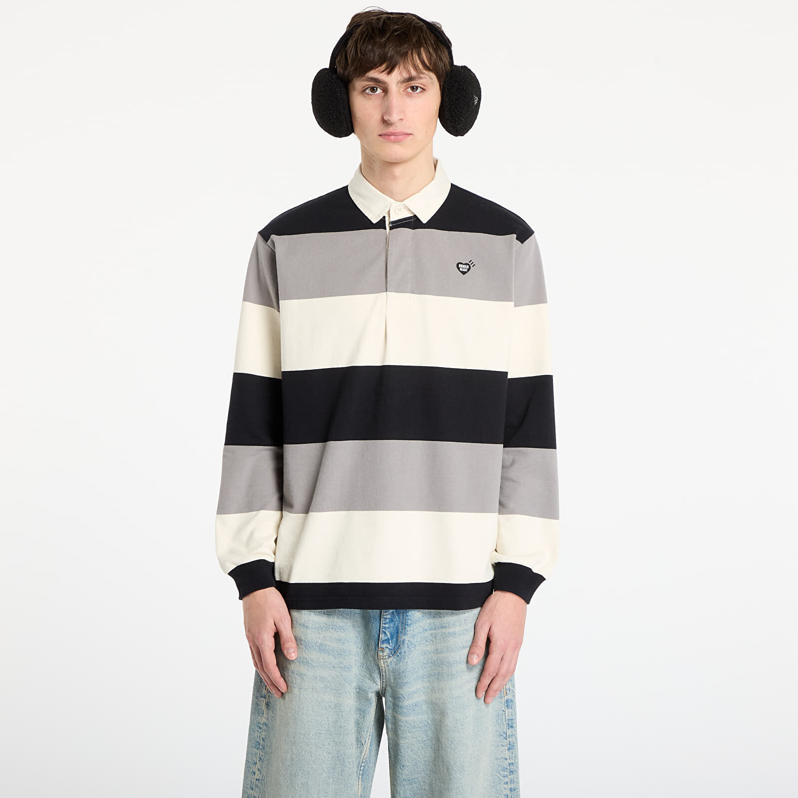 Tričko HUMAN MADE Rugby Shirt UNISEX Black XL