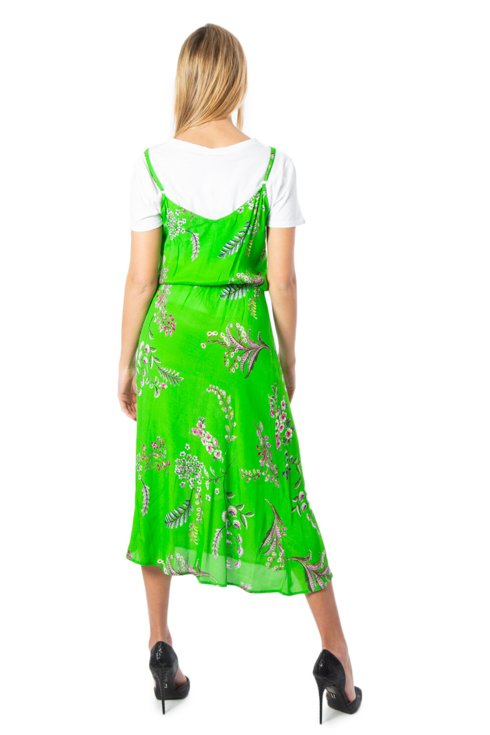 Desigual zelené maxi šaty s potlačou