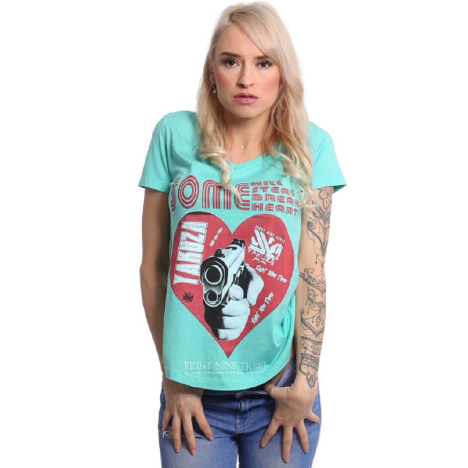 Tričko dámske Yakuza Painted Gun Dye V-Neck - modré, XS