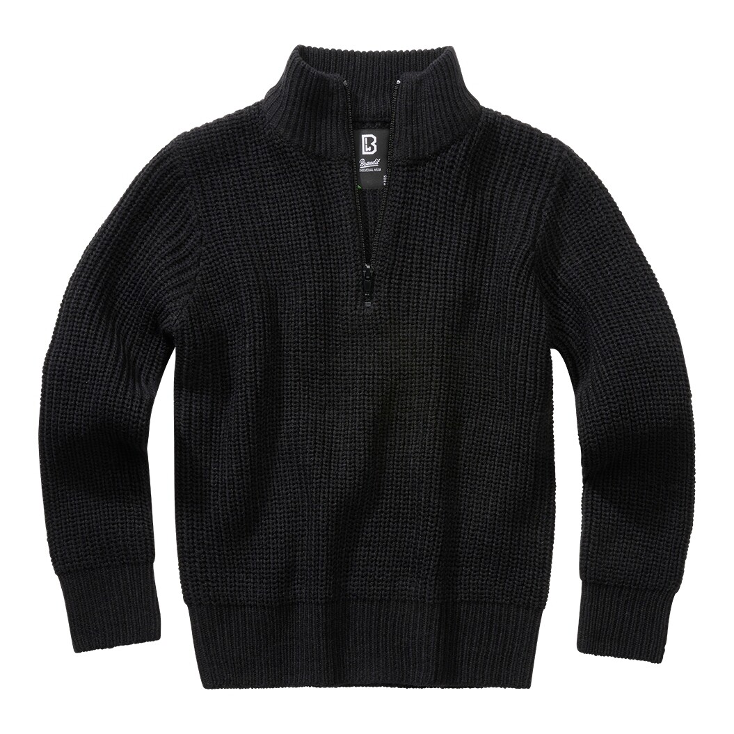 Sveter detský Brandit Kids Marine Troyer Pullover - čierny, 170/176