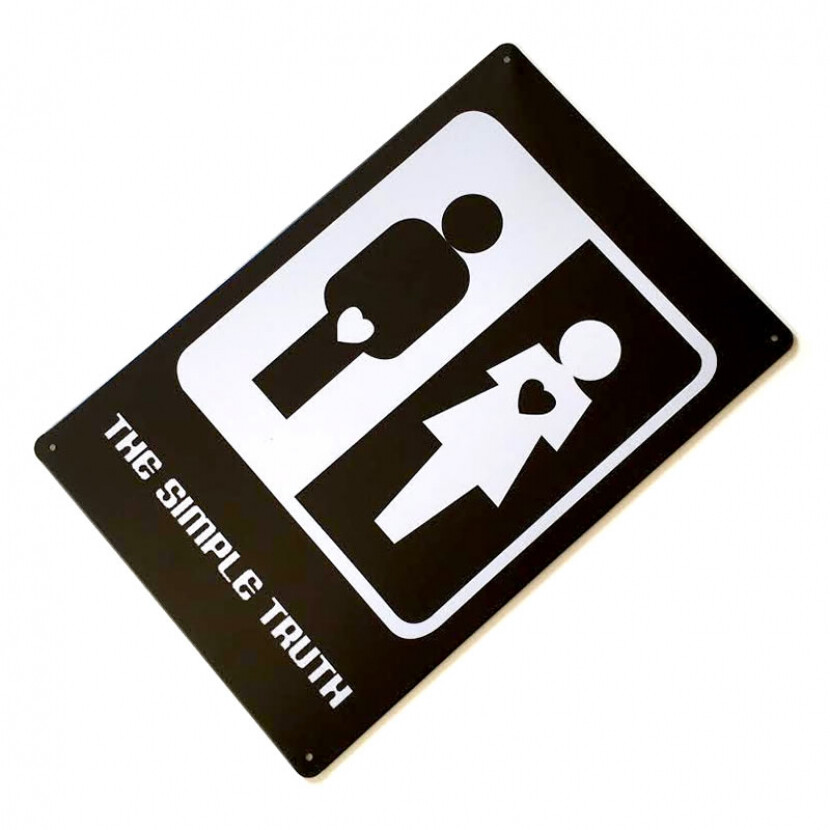 Plechová ceduľa The Simple Truth - čierna-biela