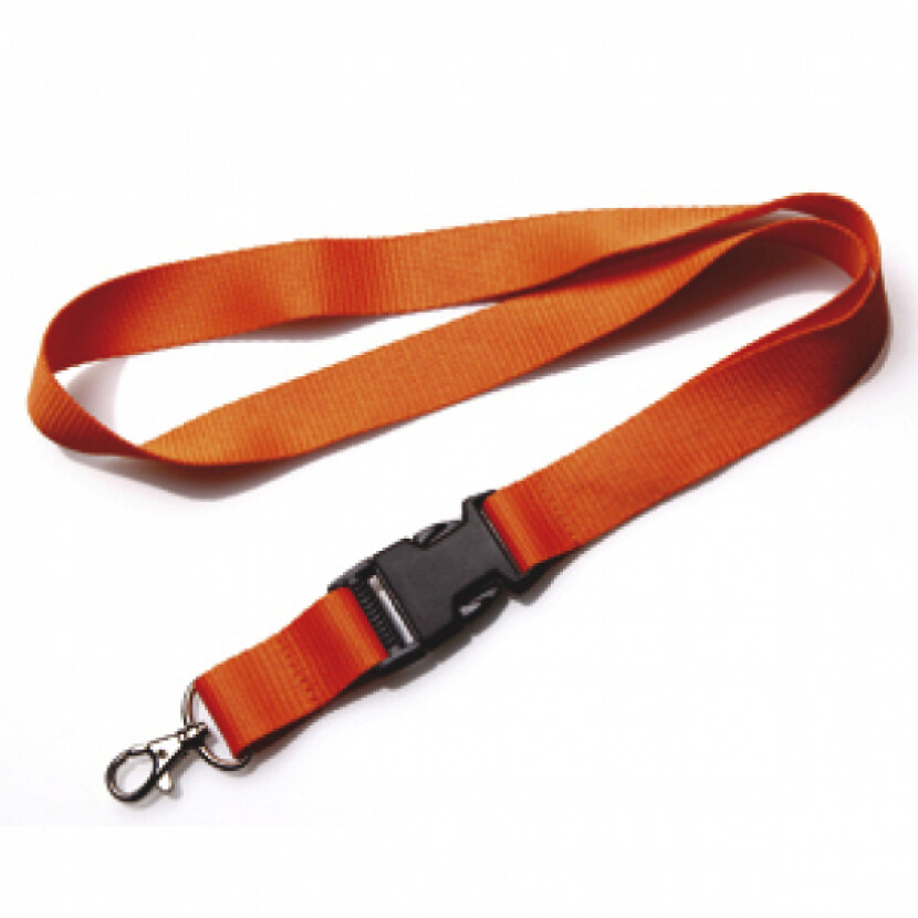 Kľúčenka na krk s karabínou a sponou Promex 2,5 cm - oranžová