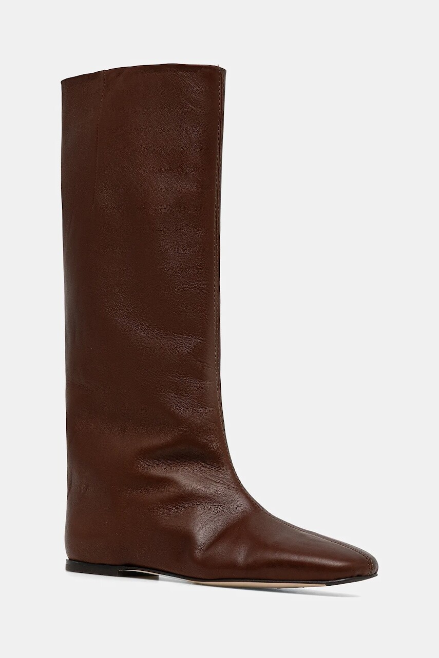 Kožené čižmy Miista Severine hnedá farba, na plochom podpätku, MI_5776