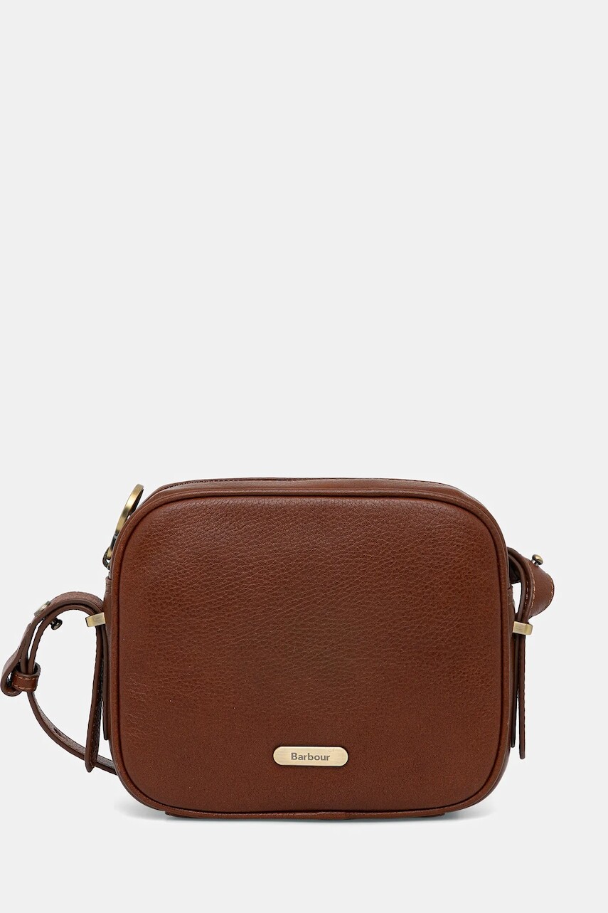 Kožená kabelka Barbour hnedá farba, LBA0492