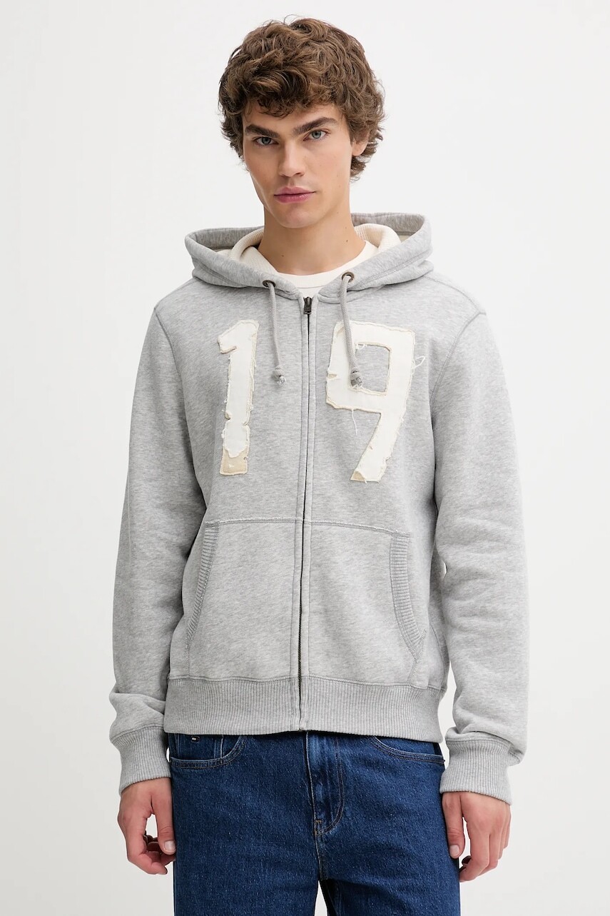 Mikina Hollister Co. šedá farba, s kapucňou, melanžová, KI322-5271