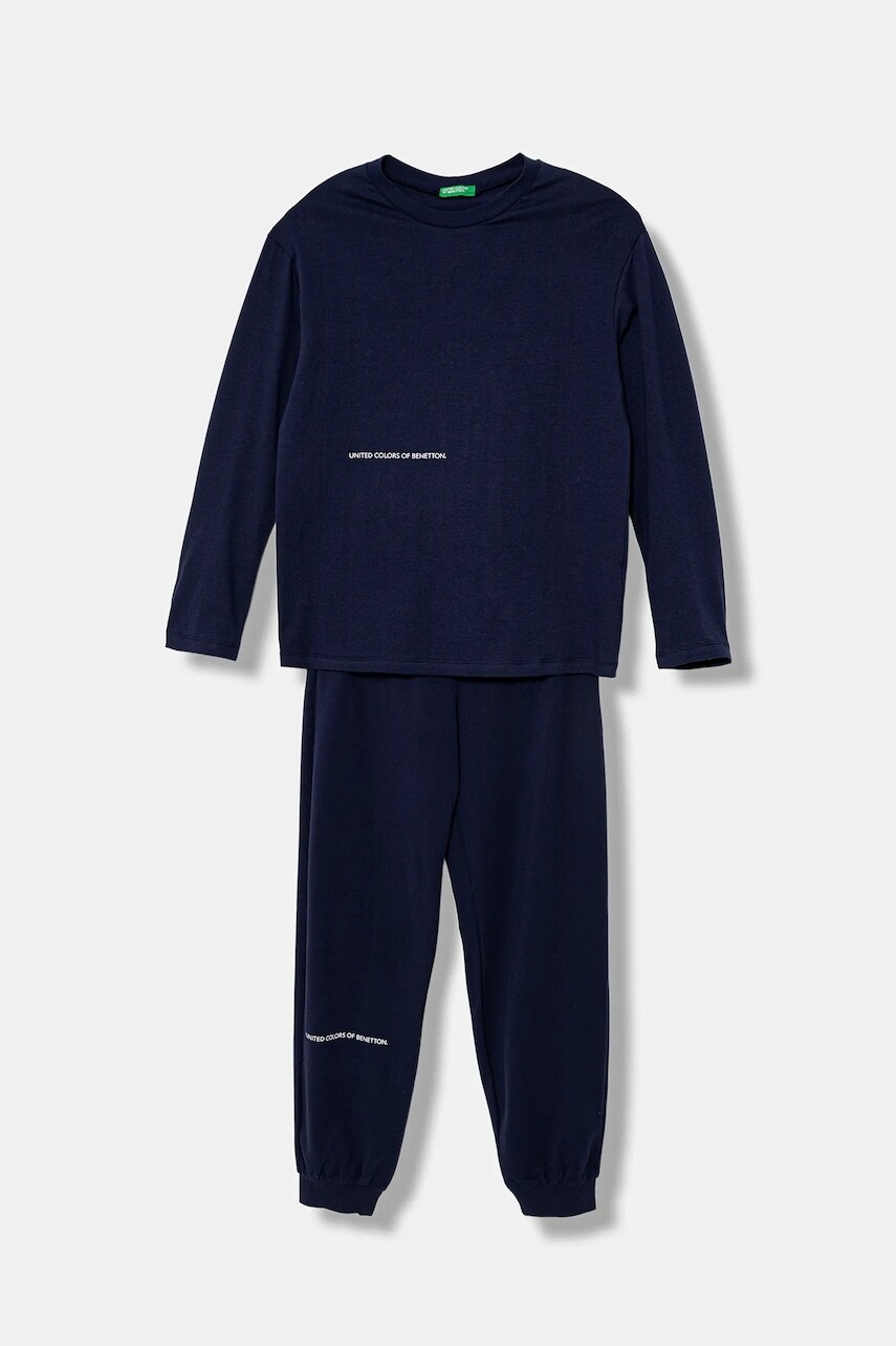 Detské pyžamo United Colors of Benetton tmavomodrá farba, jednofarebné, 3DKE0P097