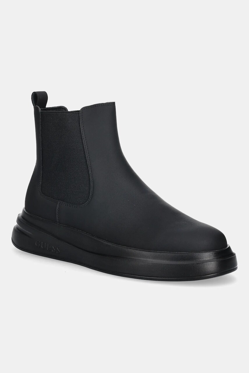 Kožené topánky chelsea Guess ELKO čierna farba, FMFELK LEA10