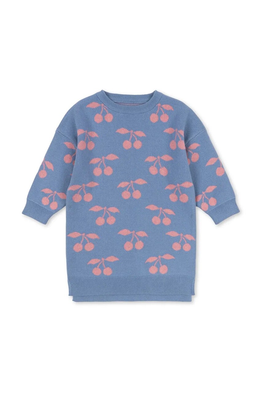 Dievčenské bavlnené šaty Konges Sløjd LAPIS KNIT DRESS GOTS fialová farba, mini, oversize, KS103854