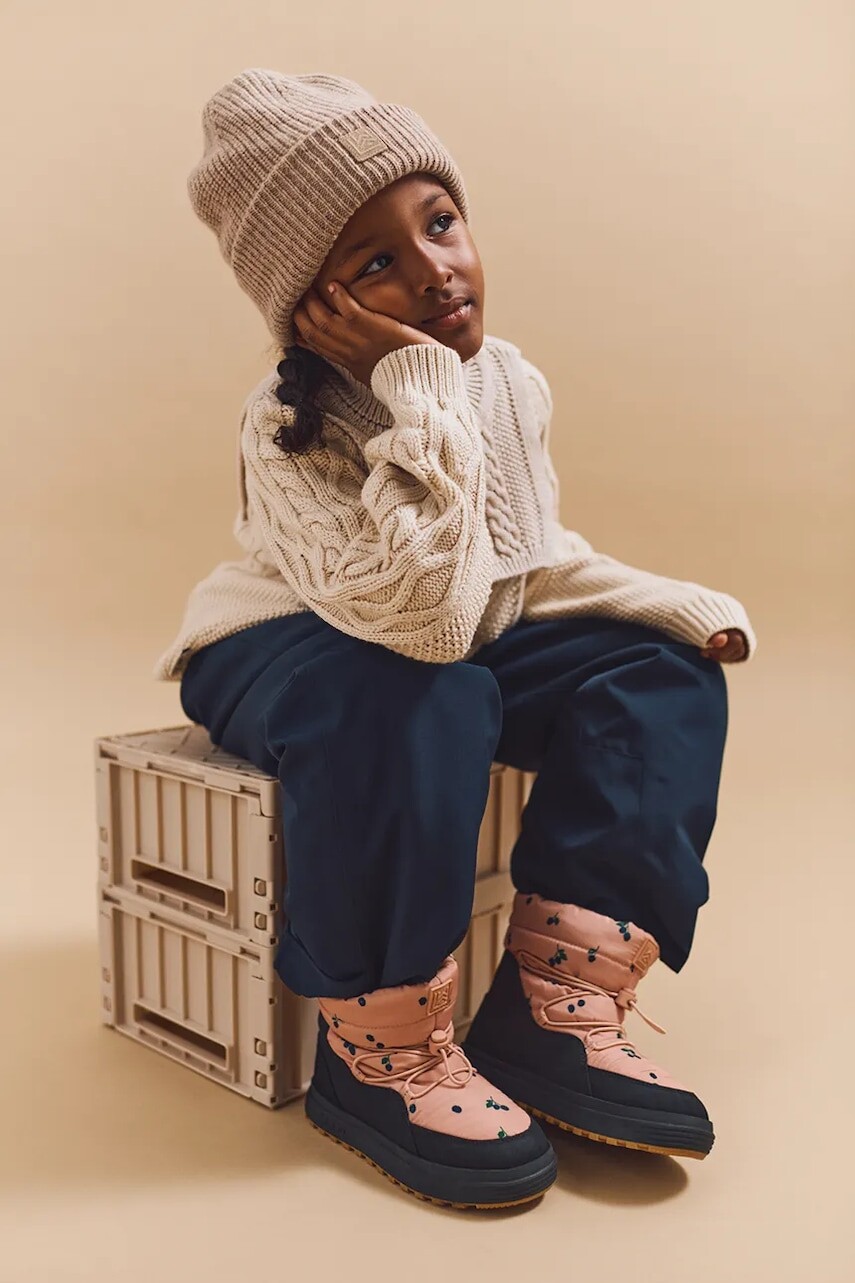 Detský sveter s prímesou vlny Liewood Callio Knit Jumper béžová farba, LW20307