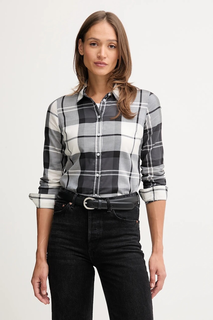 Bavlnená košeľa Barbour BRENDON šedá farba, regular, s klasickým golierom, LSH1353