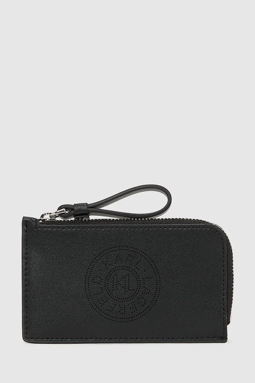 Kožená peňaženka Karl Lagerfeld K/CIRCLE čierna farba, A4W32024