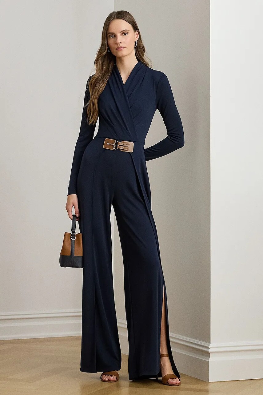 Overal Lauren Ralph Lauren tmavomodrá farba, v výstrih, 200980218