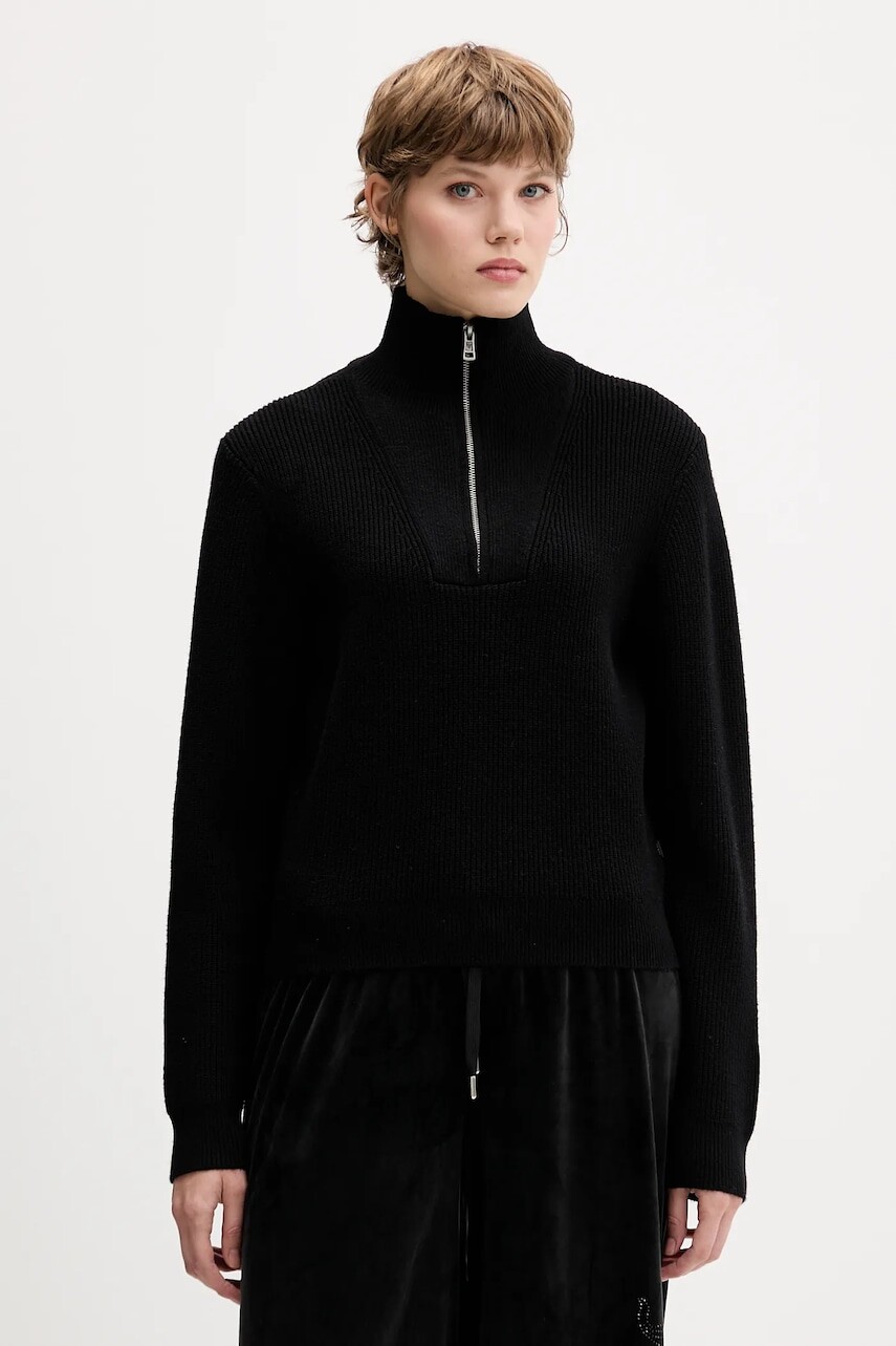 Sveter Guess Jeans čierna farba, s polorolákom, W5BR07 Z0572