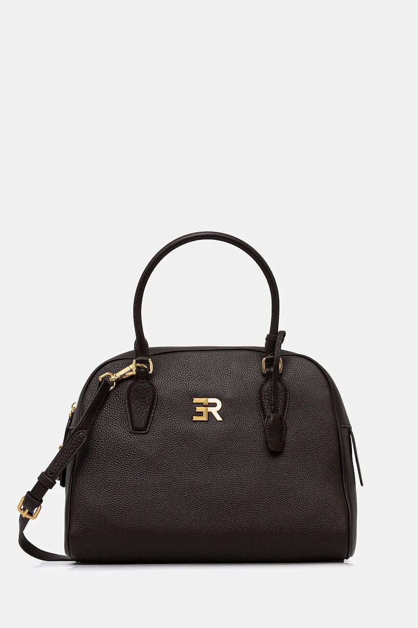 Kožená kabelka ERMANNO Firenze hnedá farba, 12401948