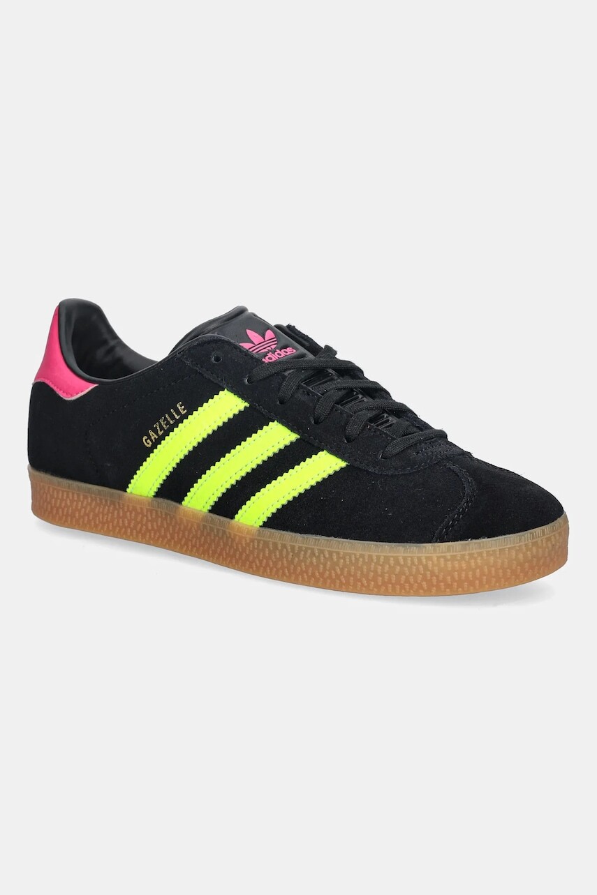 Detské semišové tenisky adidas Originals GAZELLE čierna farba, JQ5994