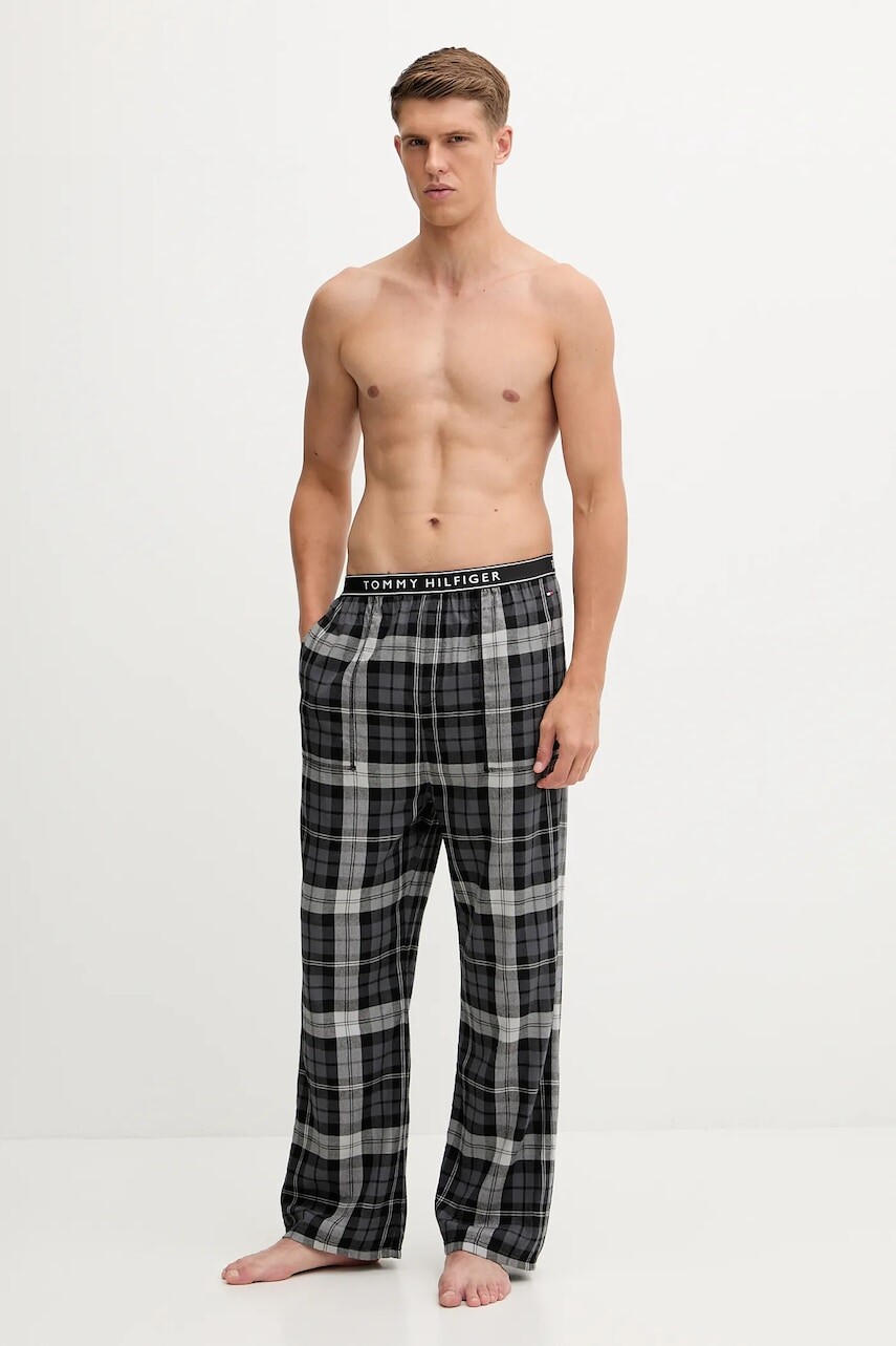 Pyžamové nohavice Tommy Hilfiger čierna farba, vzorované, UM0UM03815