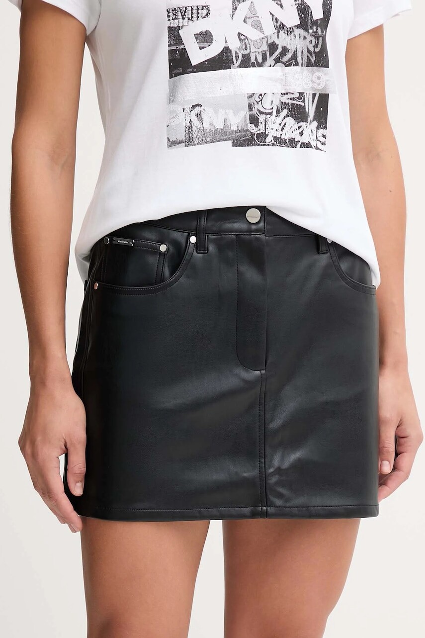 Sukňa Calvin Klein Jeans čierna farba, mini, rovný strih, LV044D622G