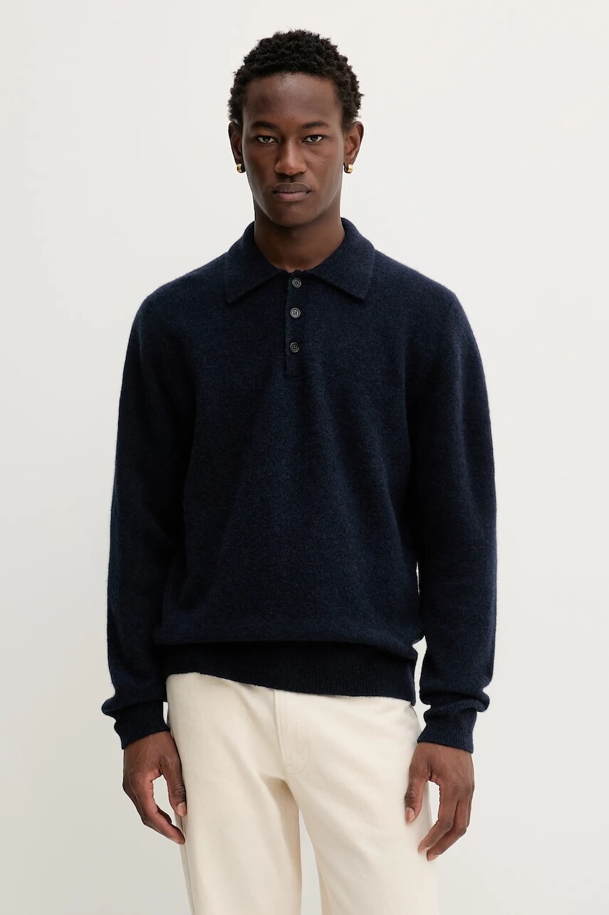 Sveter s prímesou vlny Filippa K tmavomodrá farba, 31696