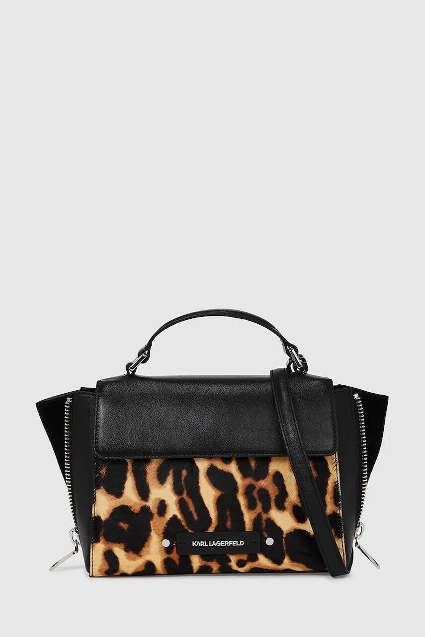 Kožená kabelka Karl Lagerfeld hnedá farba, A4W30272