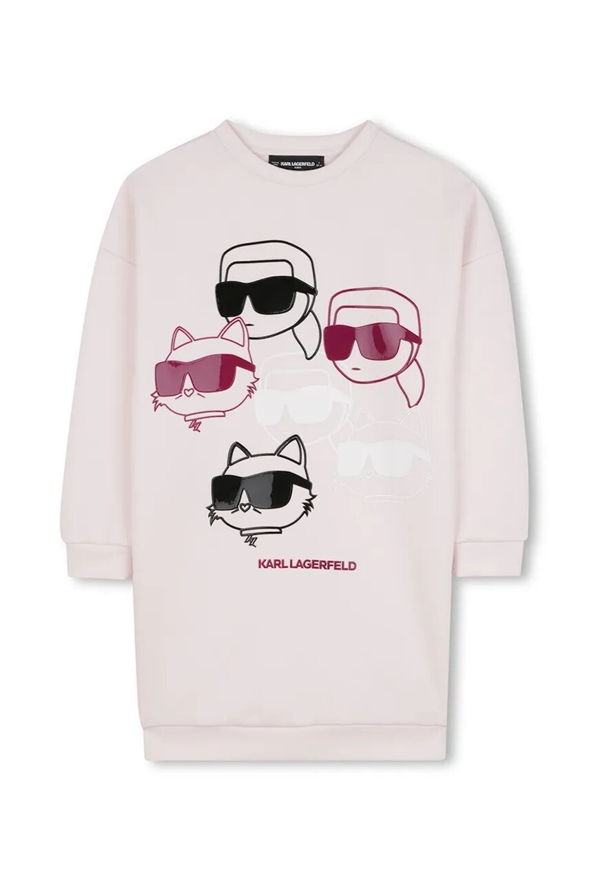 Dievčenské šaty Karl Lagerfeld ružová farba, mini, oversize, Z30616