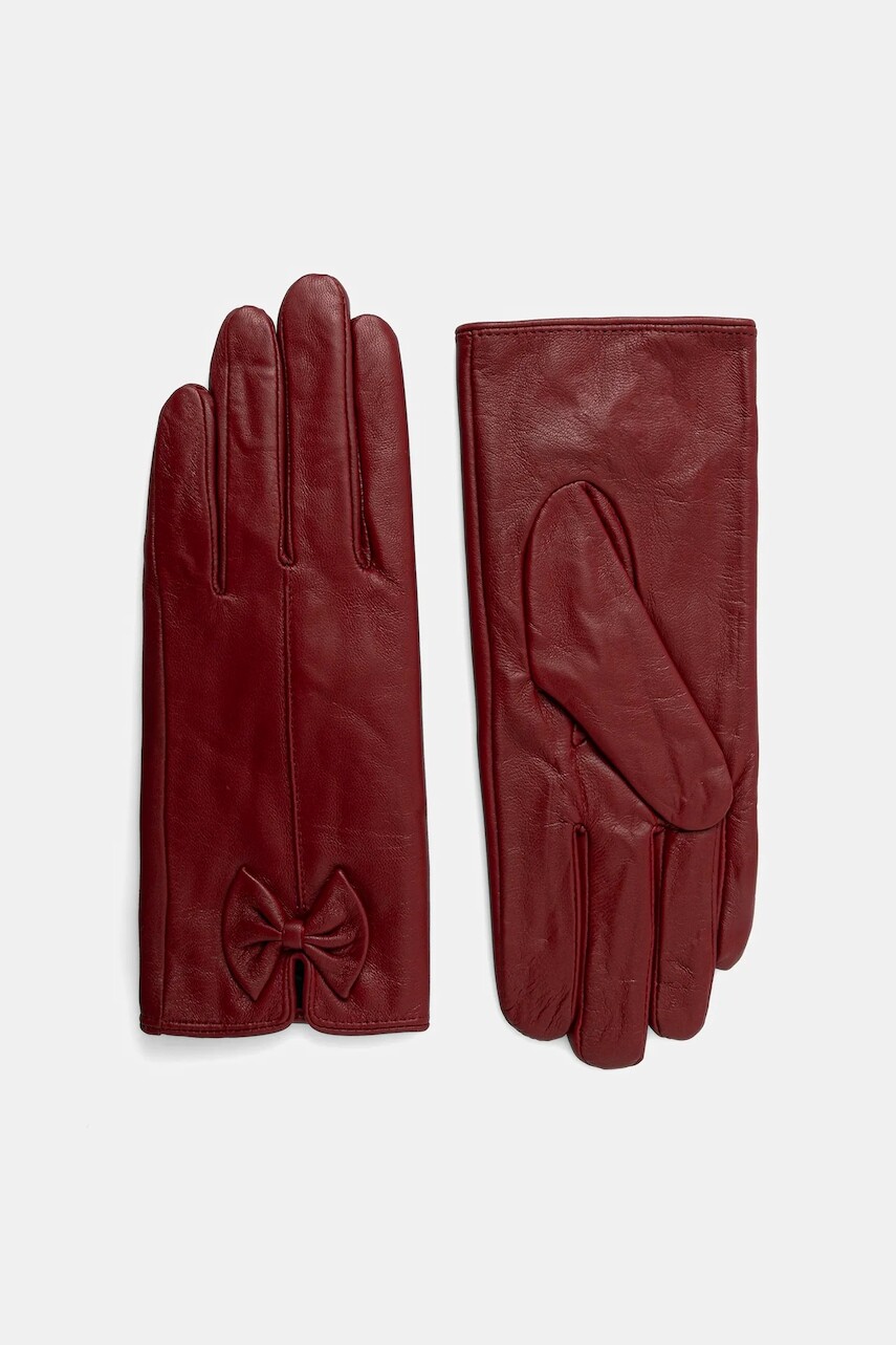 Kožené rukavice Answear.LAB bordová farba
