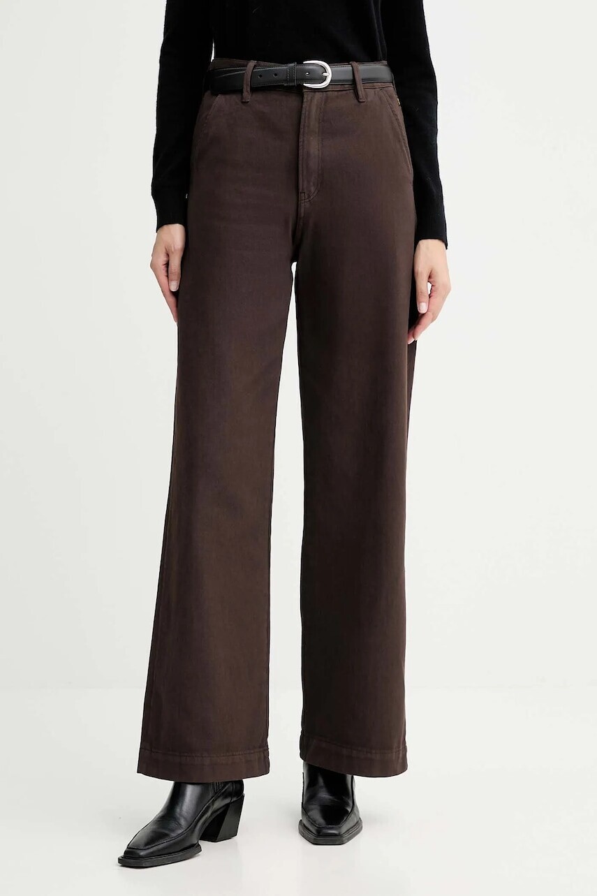 Bavlnené nohavice G-Star hnedá farba, široké, vysoký pás, D26432.E078