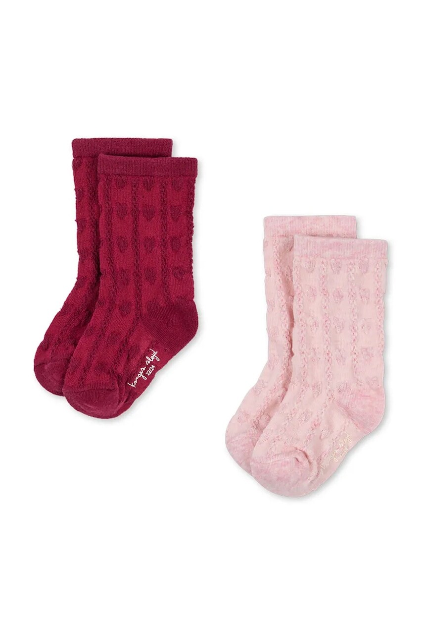 Detské ponožky Konges Sløjd 2 PACK FINE JAQUARD SOCKS 2-pak červená farba, KS103635