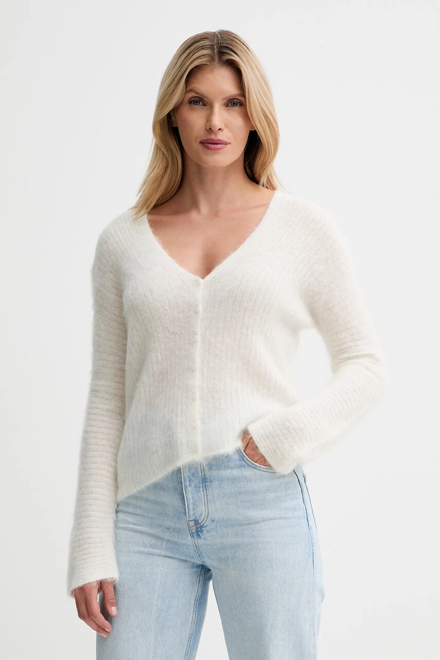 Kardigan s prímesou vlny Calvin Klein béžová farba, LV044D344G