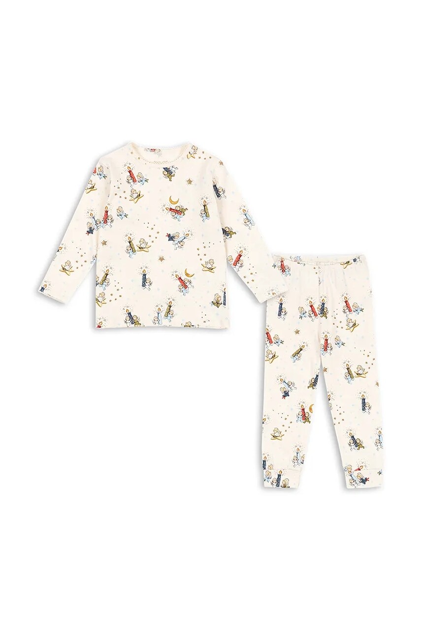 Detské pyžamo Konges Sløjd BASIC BLOUSE/PANTS SET GOTS béžová farba, vzorovaná, KS104214