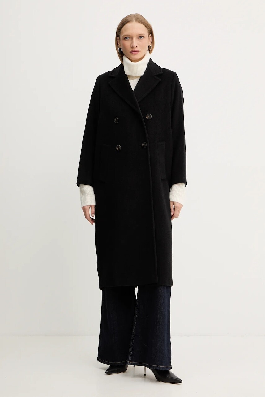 Kabát s prímesou vlny Weekend Max Mara ZUFOLO čierna farba, 2525016092600