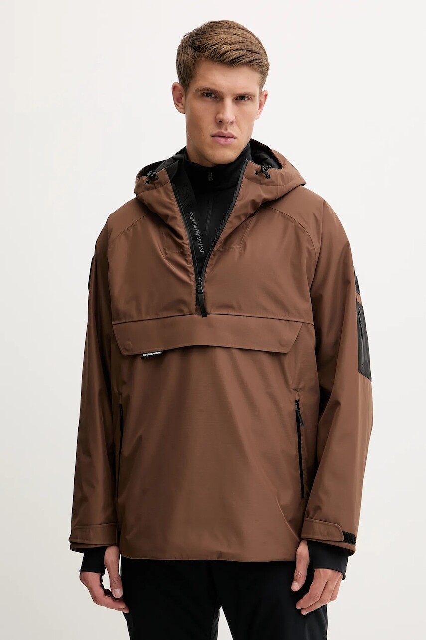 Lyžiarska bunda EA7 Emporio Armani hnedá farba, AF15918.7M000464