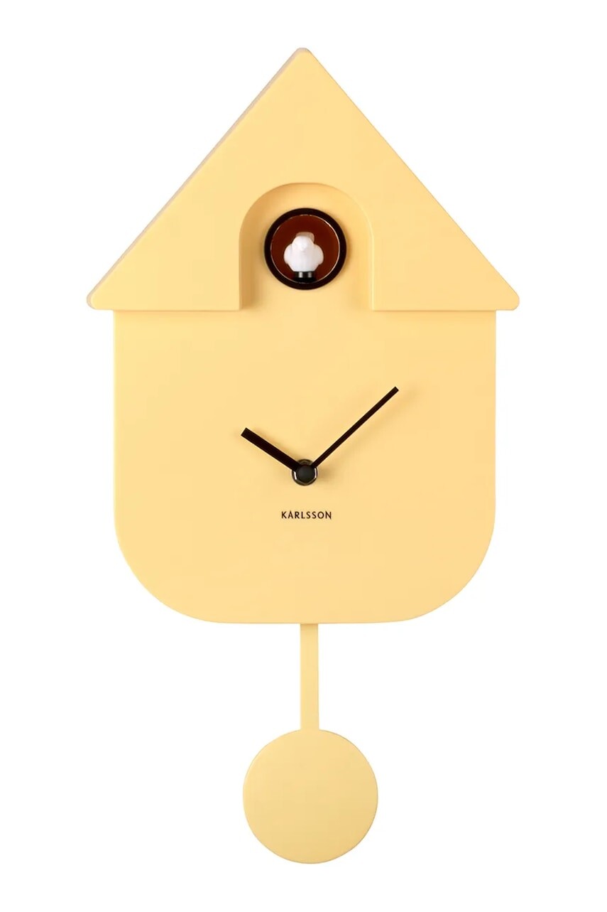 Nástenné hodiny Karlsson 21,5 x 41 x 8,5 cm žltá farba