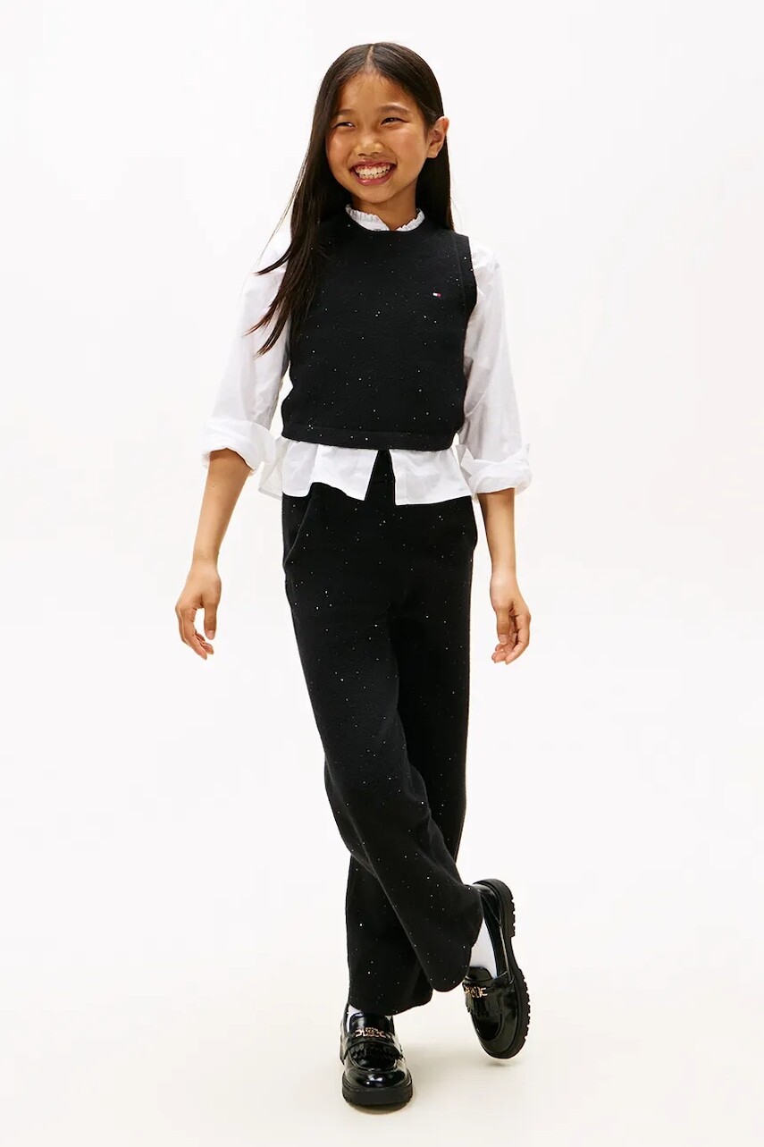 Detské nohavice Tommy Hilfiger čierna farba, jednofarebná, KG0KG08911