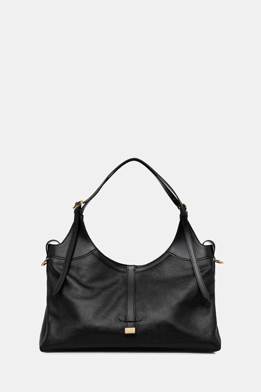 Kožená kabelka Pollini čierna farba, PC4400PP0N QA1