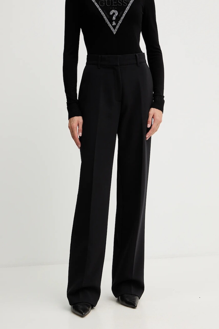Nohavice Guess JOANDRA čierna farba, rovný strih, vysoký pás, W5BB08 W2402