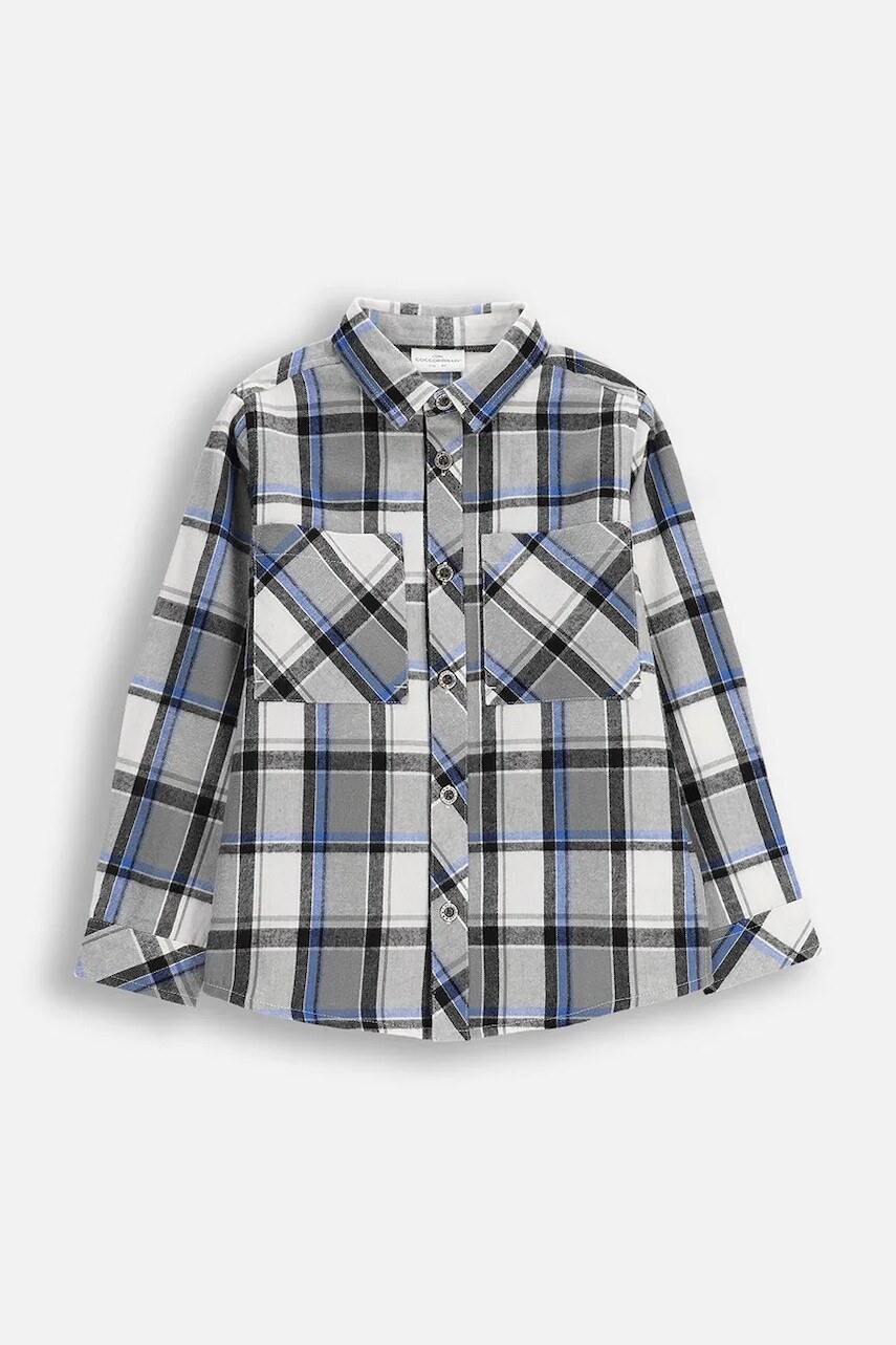 Detská bavlnená košeľa Coccodrillo šedá farba, CITY BUILDER BOY KIDS