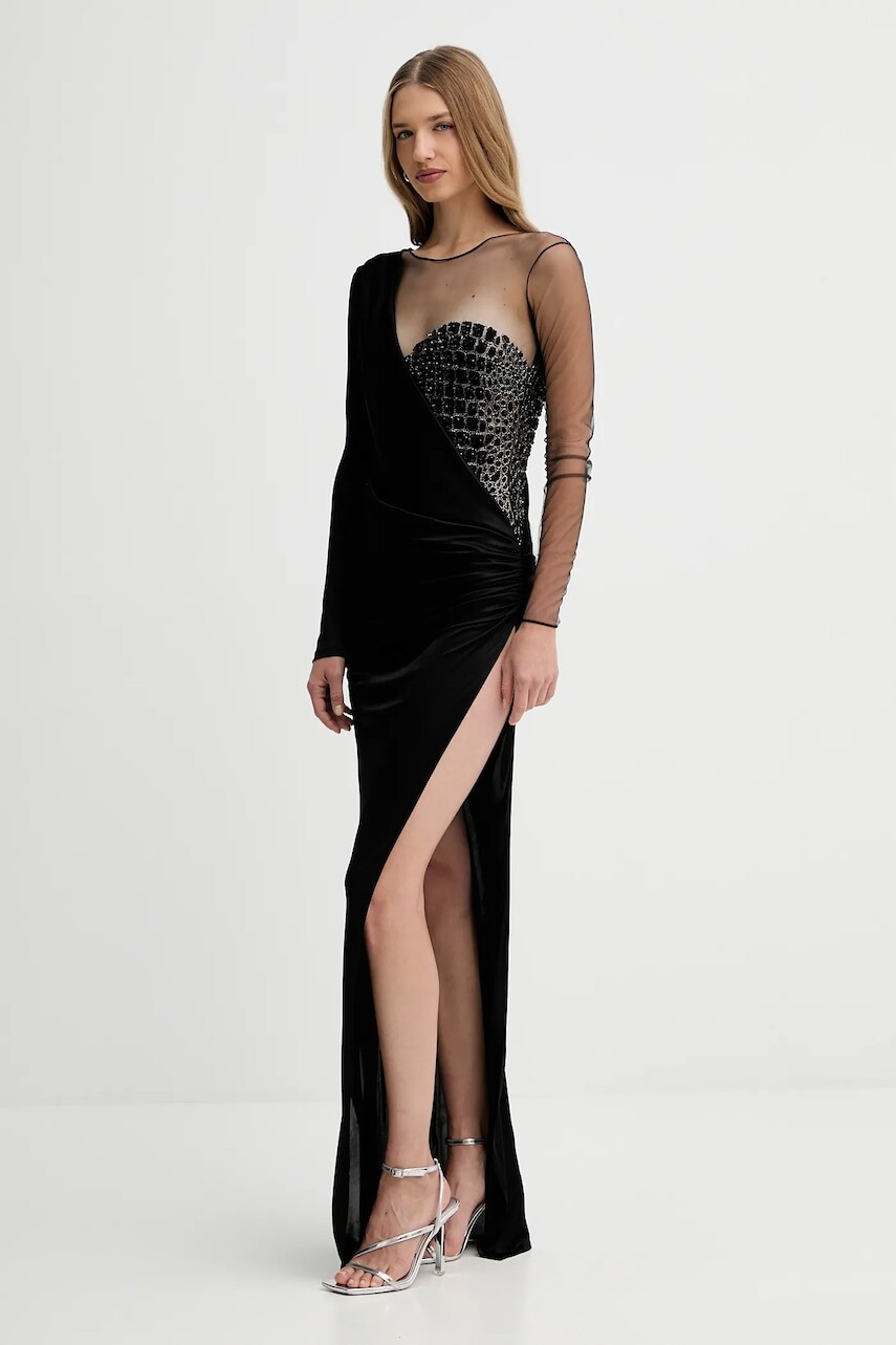 Šaty Elisabetta Franchi čierna farba, maxi, priliehavé, ABR2257E2