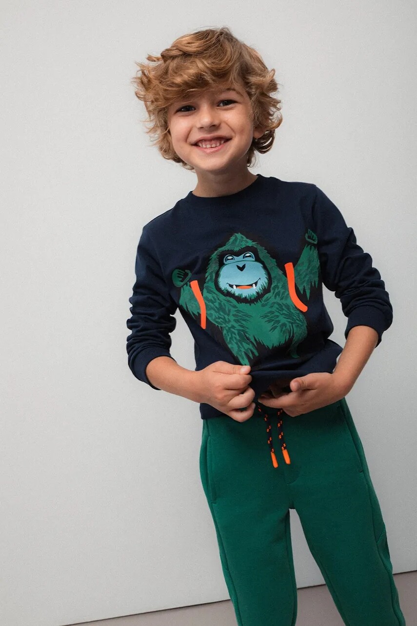 Detská mikina Coccodrillo tmavomodrá farba, vzorovaná, YETI BOY KIDS