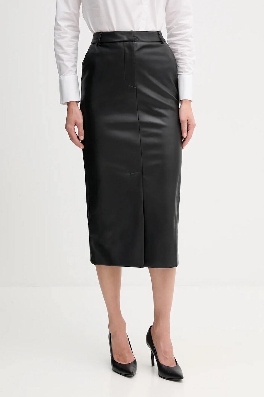 Sukňa Sandro Ferrone čierna farba, midi, rovný strih, S15YBFRIBES